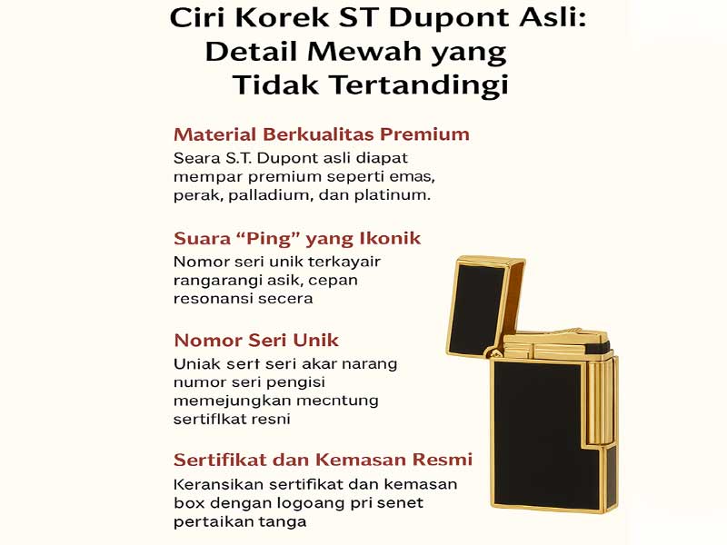 Ciri Korek Dupont Asli: Detail Mewah yang Tidak Tertandingi